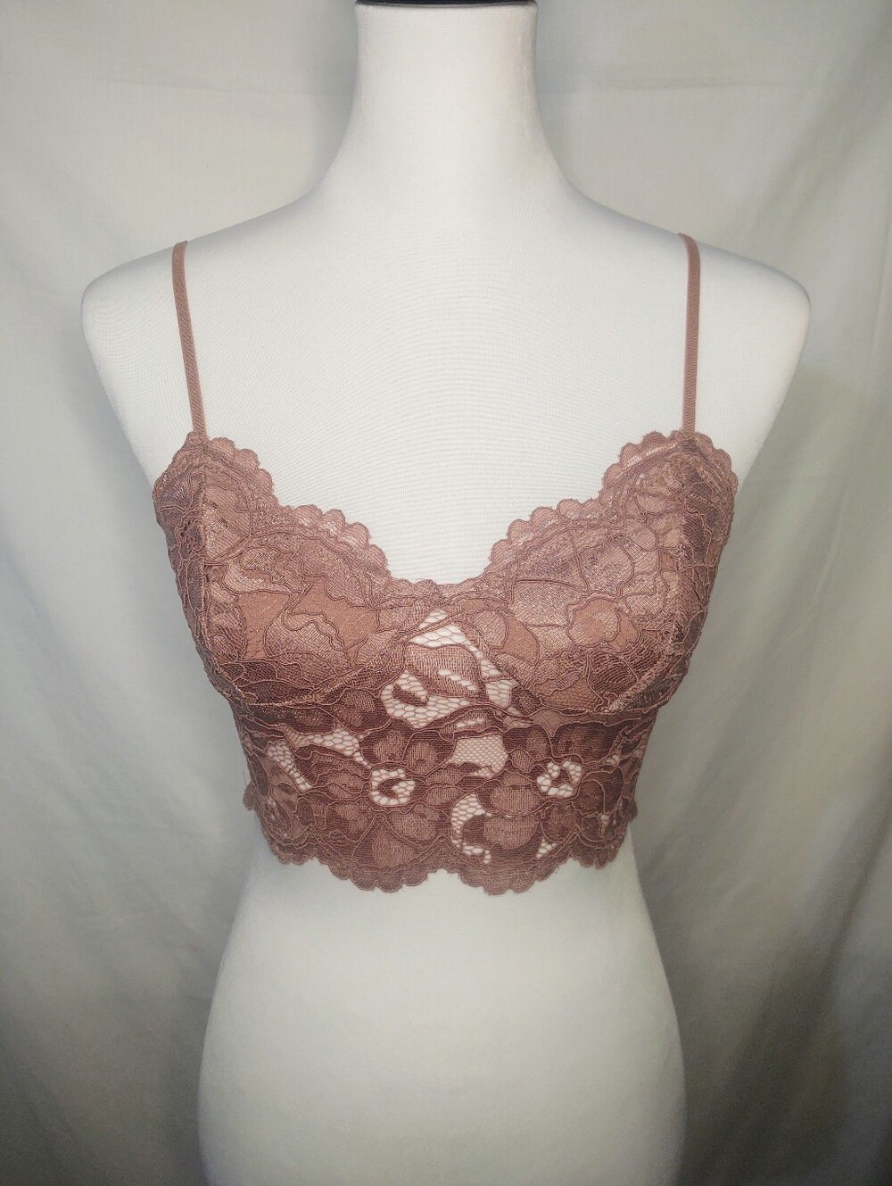 Zara Blush Lace Cropped Cami Bralette Sz S